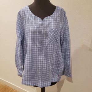 Women's ligth blue long Sleeve Blouse Size L